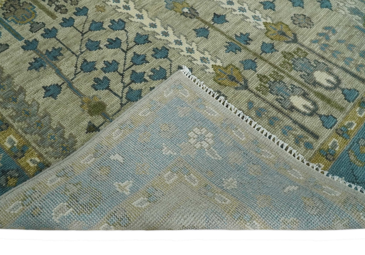 Tree of life Hand Knotted Traditional Beige and Blue Vintage Style Custom Made Wool Area Rug