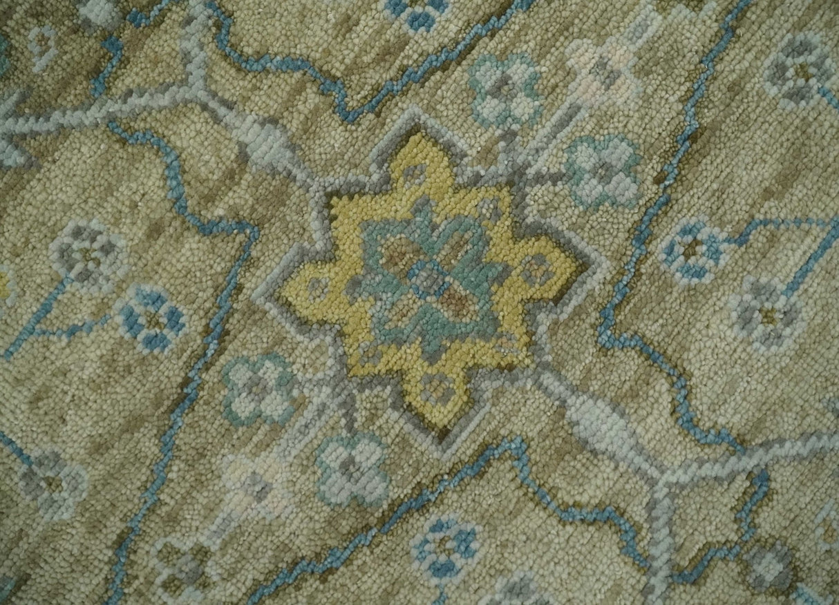 Hand Knotted Beige, Ivory and Gray Traditional Oushak Custom Made Wool Area Rug