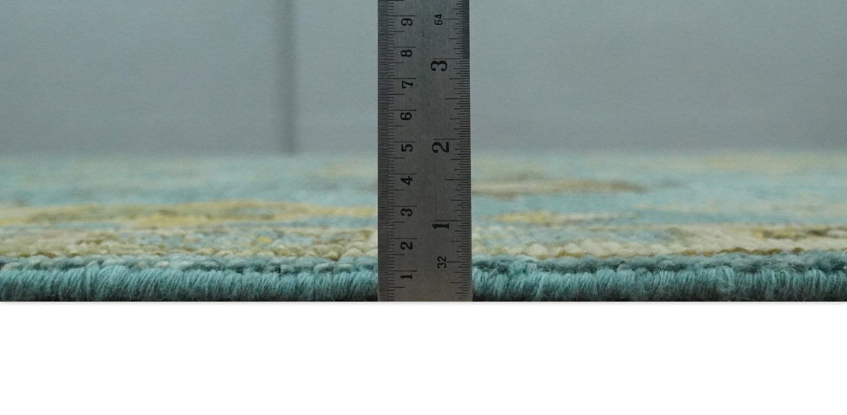 Hand Knotted Teal and Gold Traditional Oushak Multi Size Wool Area Rug