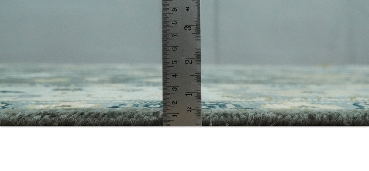 Custom Made Hand Knotted Charcoal and Ivory Traditional Oushak Wool Area Rug