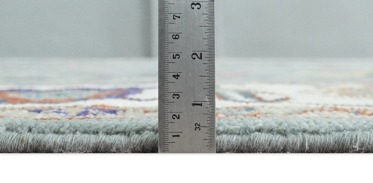 Hand Knotted Gray and Ivory Traditional Oriental Oushak Wool Area Rug