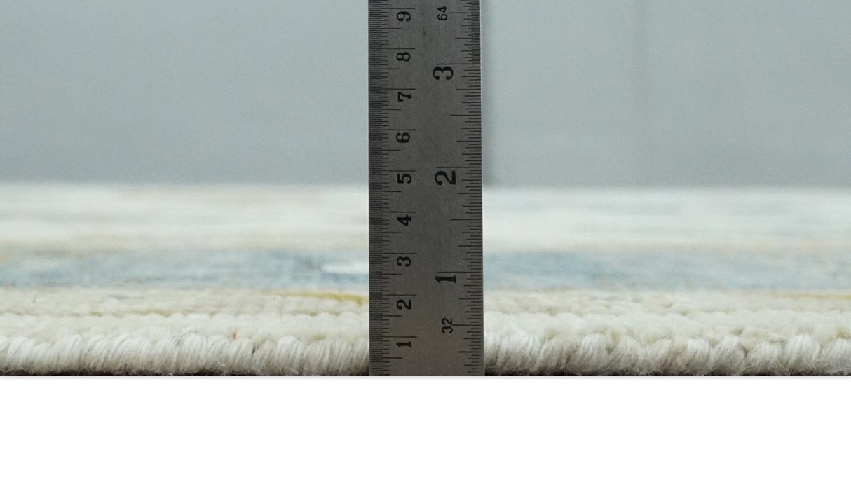 Hand Knotted Ivory, Blue and Brown Traditional Persian Oushak Wool Rug | TRDCP910