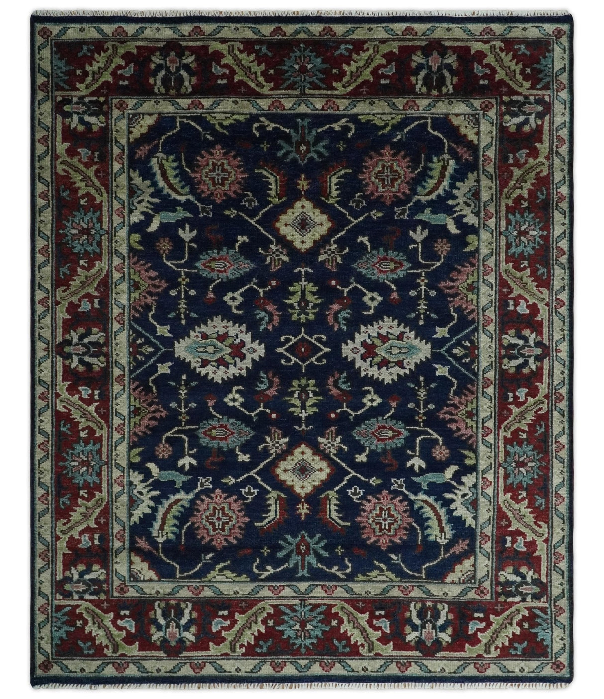 Antique look Hand Knotted Black, Rust and Beige Traditional oriental Oushak Multi Size Wool Area Rug