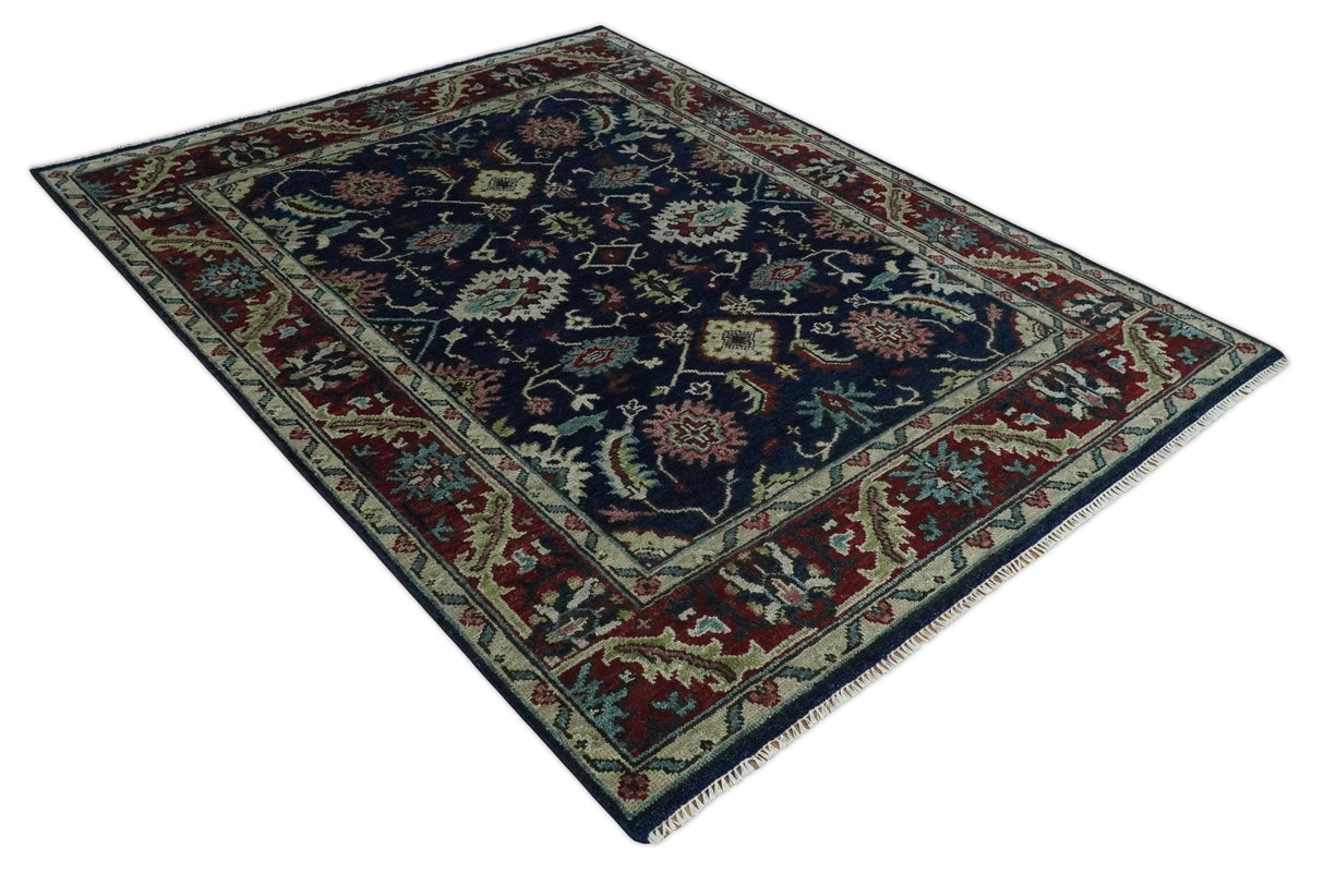 Antique look Hand Knotted Black, Rust and Beige Traditional oriental Oushak Multi Size Wool Area Rug