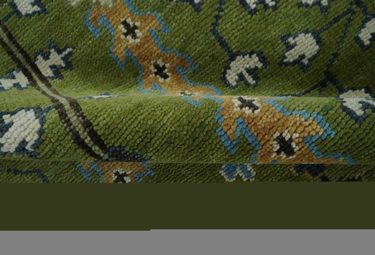 Hand Knotted Royal Green and Ivory Traditional Turkish Style Tree Of Life Multi Size Wool Area Rug