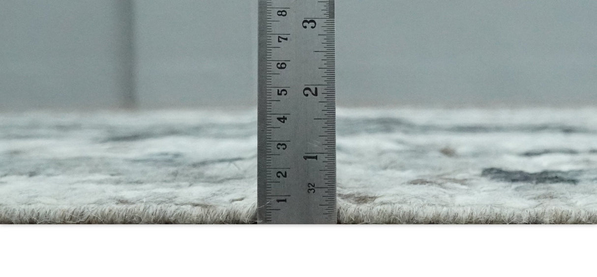 Hand Knotted Ivory, Black and Charcoal Modern Abstract Made with Blended Wool Multi Size Rug