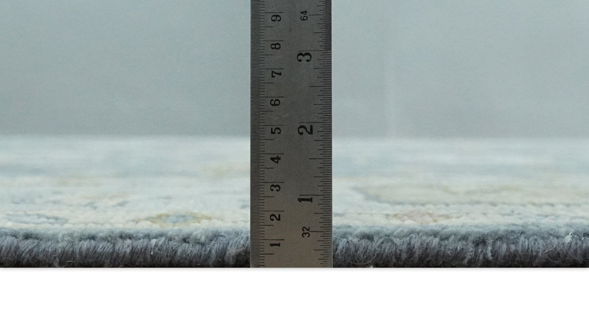 Custom Made Hand Knotted Gray, Blue and Beige Traditional Oushak Wool Area Rug