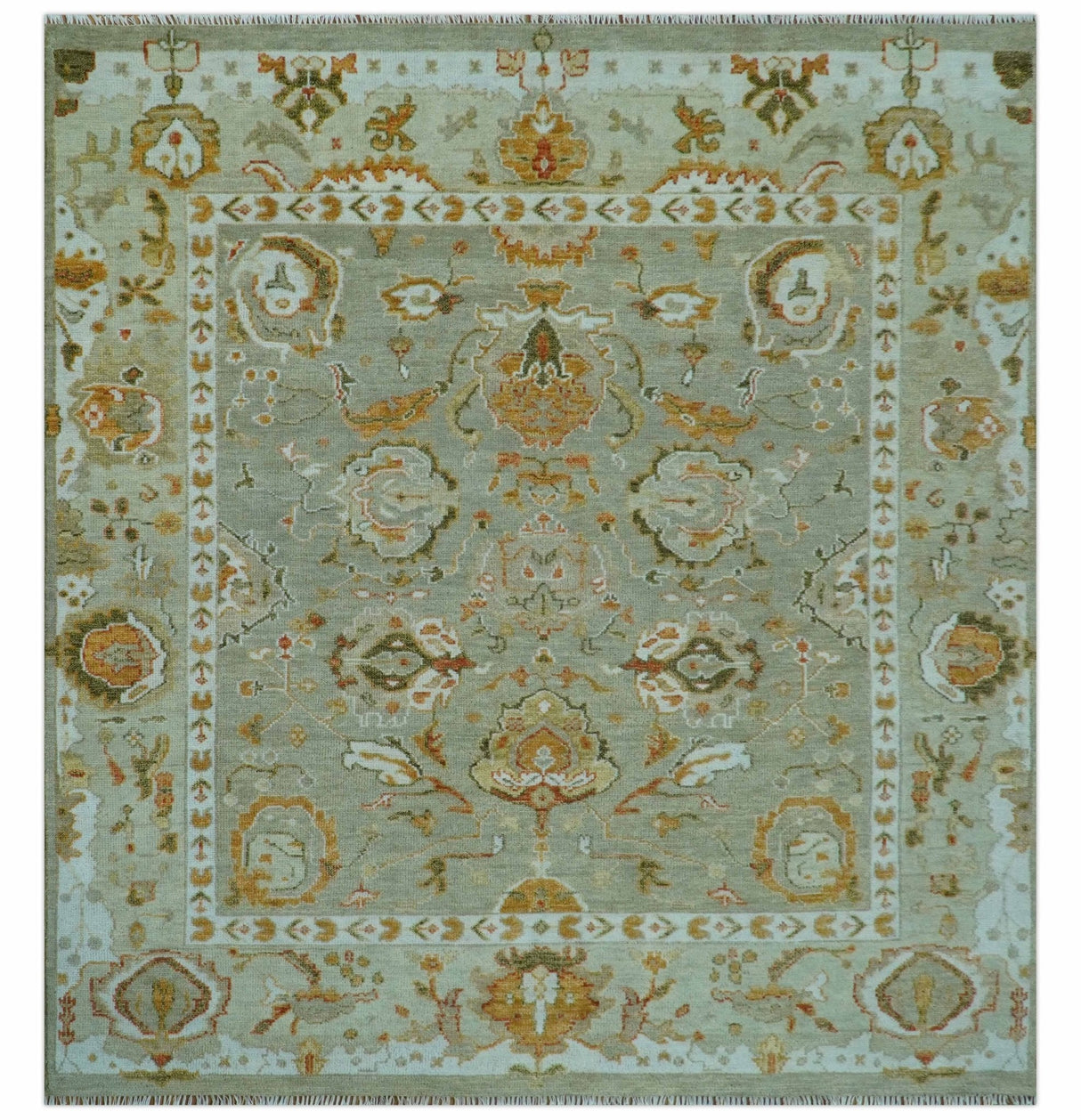 Hand Knotted Antique Peach and Beige Traditional Oushak Custom Made Wool Area Rug