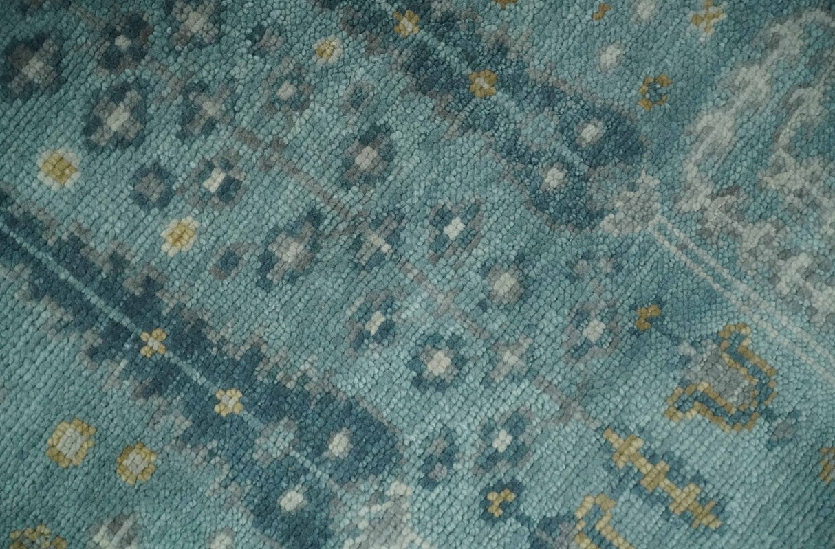 Hand Knotted Teal and Beige Multi Size Traditional Turkish Tree of Life Wool Rug