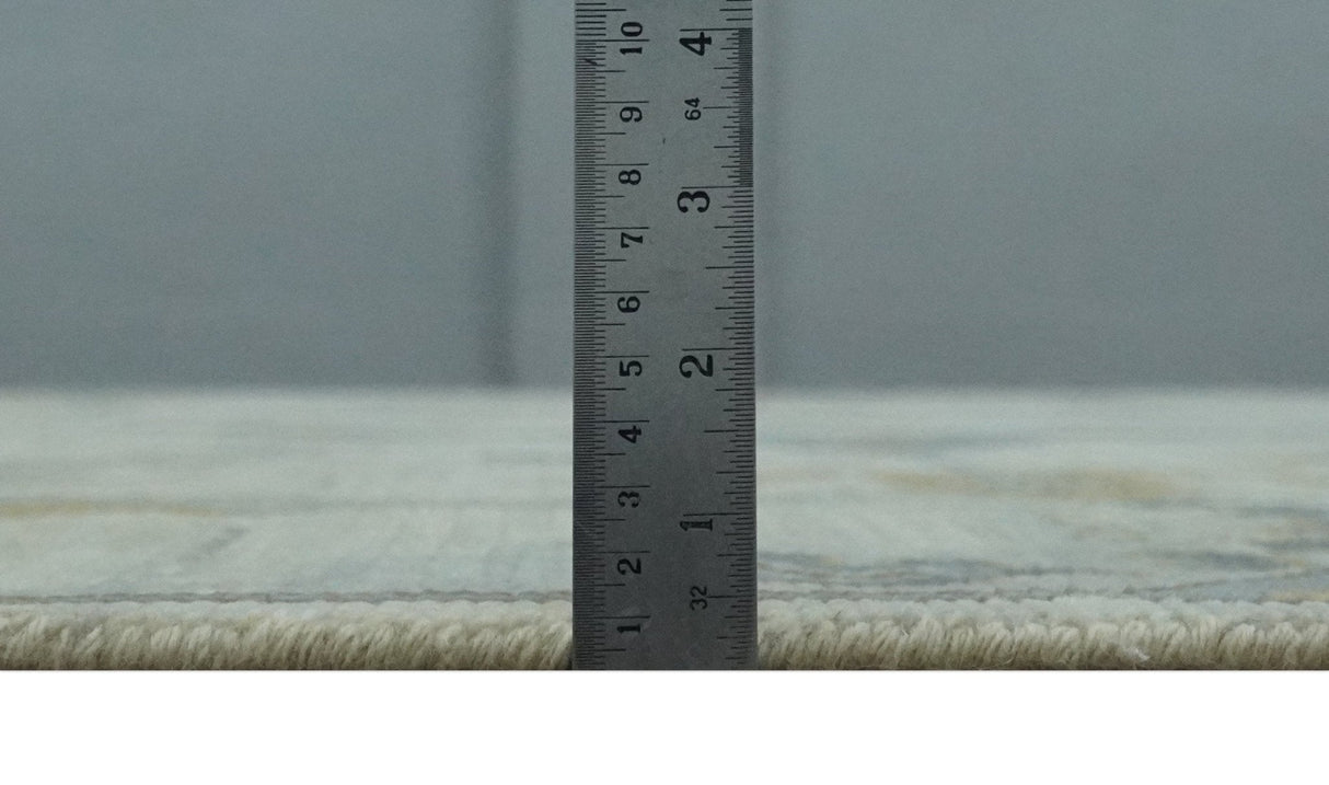 Hand Knotted Beige and Charcoal Oriental Multi Size Oushak Wool Area Rug