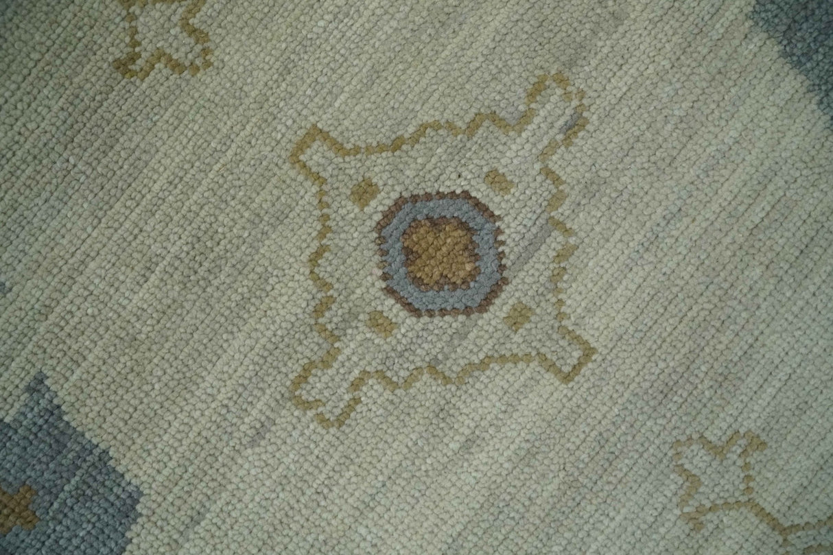 Hand Knotted Beige and Charcoal Oriental Multi Size Oushak Wool Area Rug