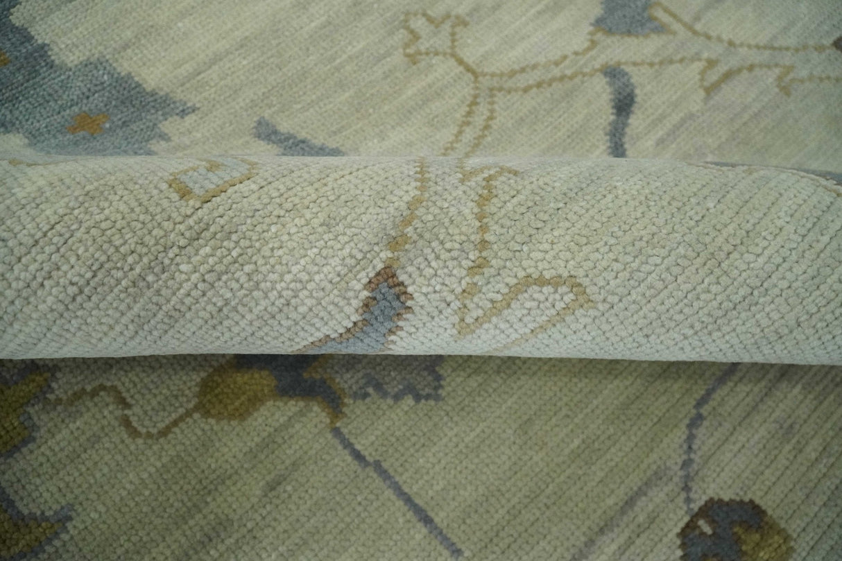 Hand Knotted Beige and Charcoal Oriental Multi Size Oushak Wool Area Rug