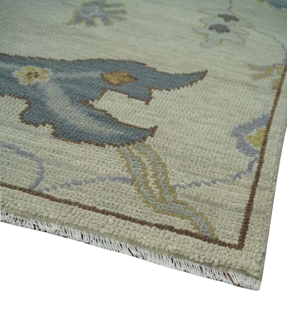 Hand Knotted Beige and Charcoal Oriental Multi Size Oushak Wool Area Rug