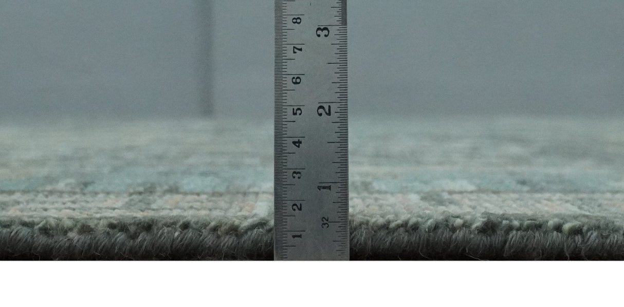 Hand Knotted Charcoal, and Aqua Oriental Khotan Multi Size Traditional Wool Area Rug