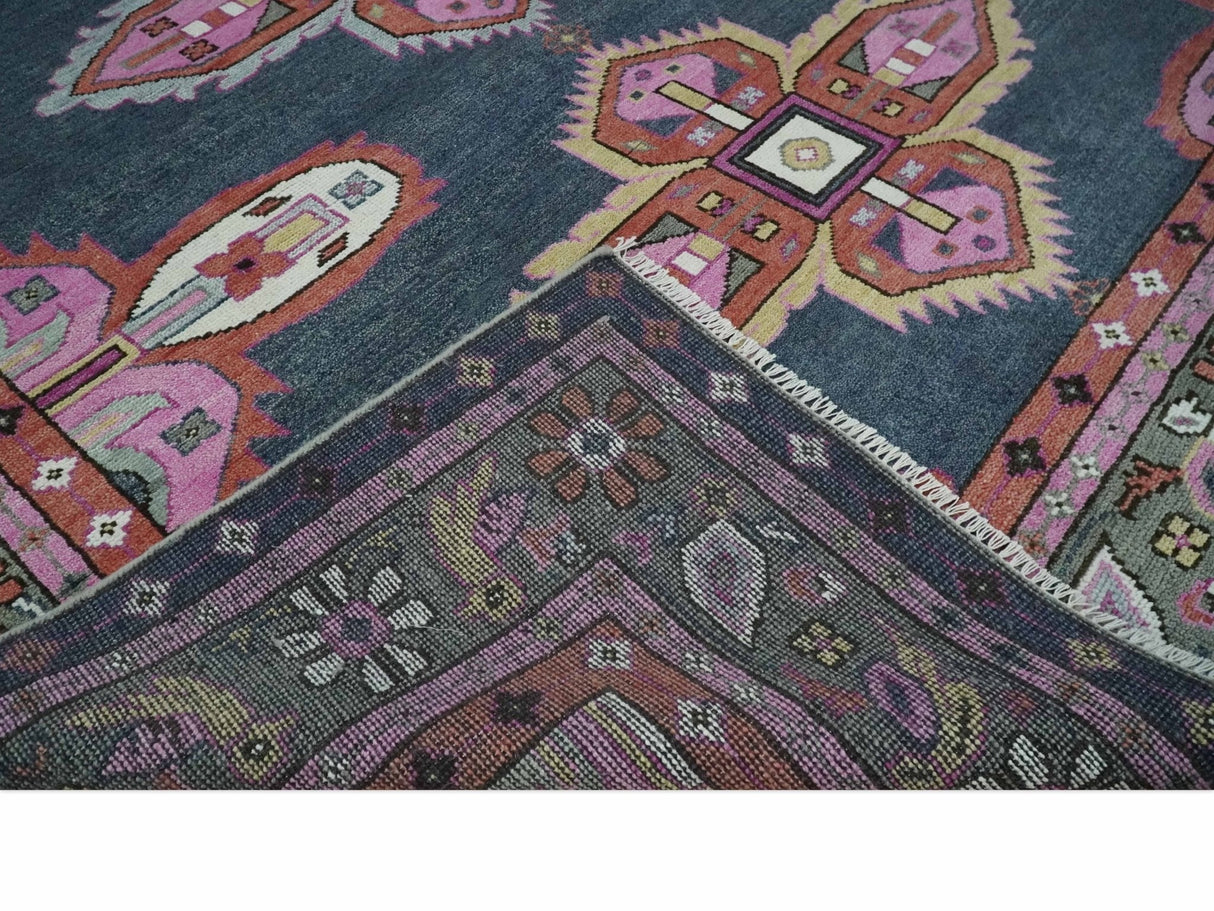Hand Knotted Charcoal, Silver and Pink Traditional Custom Made Wool Area Rug