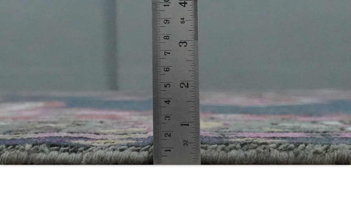 Hand Knotted Charcoal, Silver and Pink Traditional Custom Made Wool Area Rug