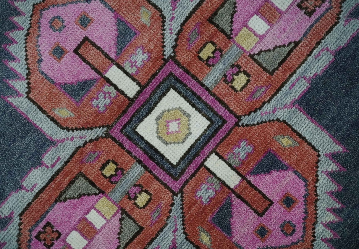Hand Knotted Charcoal, Silver and Pink Traditional Custom Made Wool Area Rug