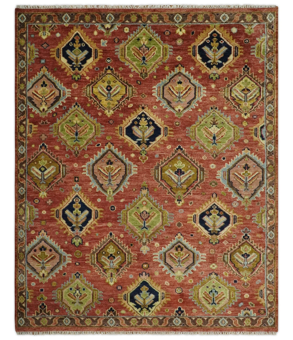 Hand Knotted Eclectic Rust and Brown Antique Traditional Multi size wool Area Rug