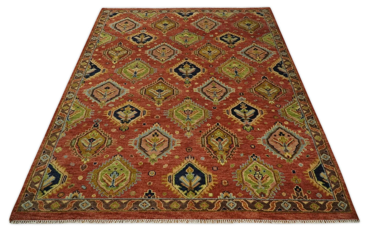 Hand Knotted Eclectic Rust and Brown Antique Traditional Multi size wool Area Rug