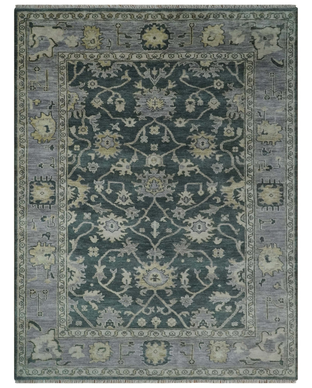 Hand Knotted Gray and Silver Traditional Antique Wool Area Rug, Living Room and Bedroom Rug