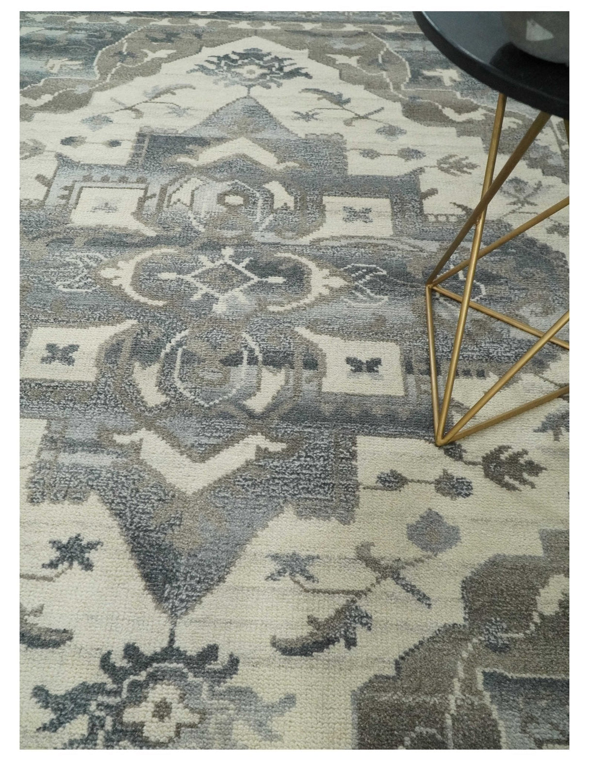 Hand Knotted Gray, Beige and Charcoal Traditional Heriz Serapi Multi size Wool Area Rug, Kids, Living Room and Bedroom Rug