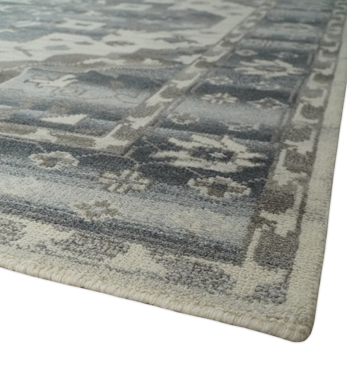 Hand Knotted Gray, Beige and Charcoal Traditional Heriz Serapi Multi size Wool Area Rug, Kids, Living Room and Bedroom Rug