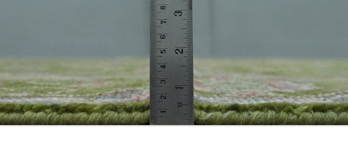 Hand Knotted Green and Silver Traditional Multi Size Antique Wool Area Rug