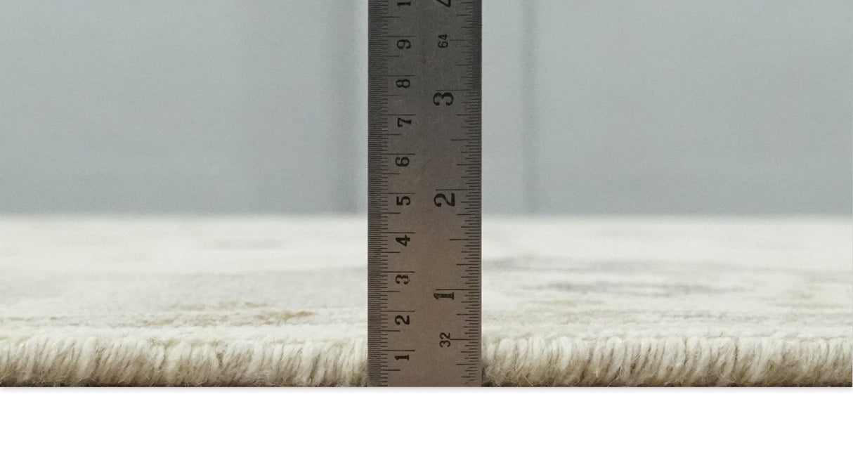 Custom Made Hand Knotted Ivory and Charcoal Traditional Tribal Natural Wool Area Rug, Kids, Living Room and Bedroom Rug