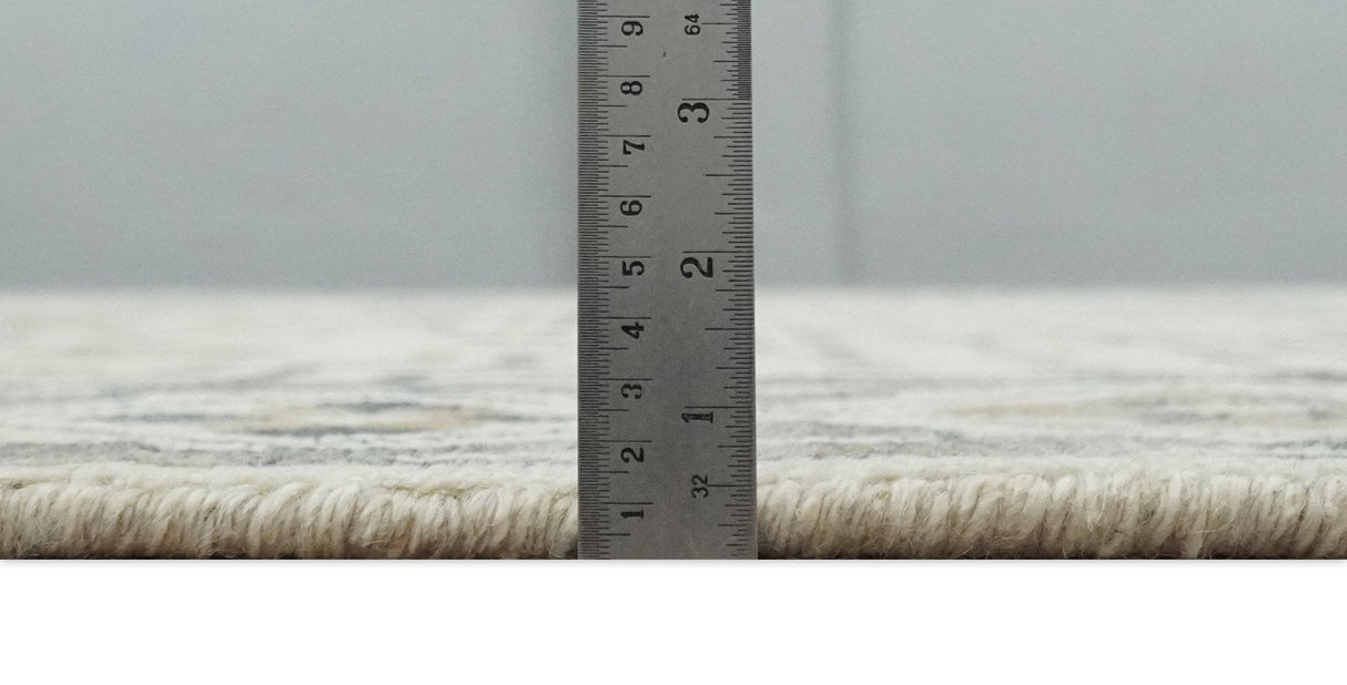 Hand Knotted Ivory, Gray and Beige Traditional Medallion Natural Wool Custom Made Area Rug, Kids, Living Room and Bedroom Rug