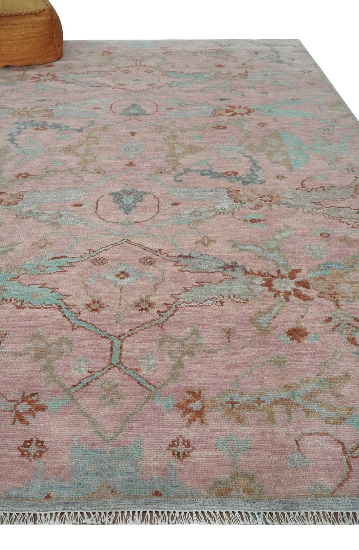 Hand Knotted Light Pink Oriental Oushak Multi Size Traditional Wool Area Rug, Living Room and Bedroom Rug