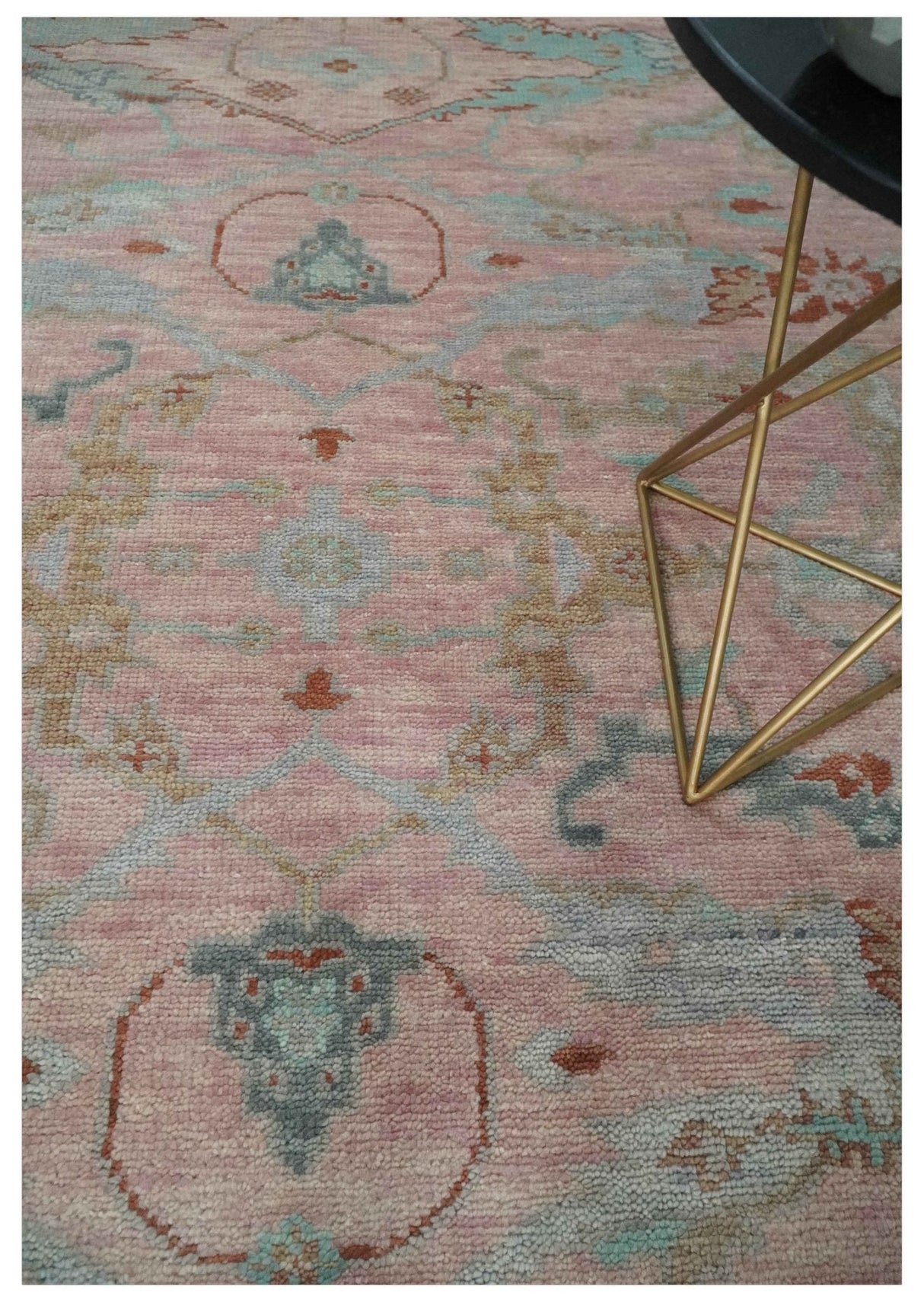 Hand Knotted Light Pink Oriental Oushak Multi Size Traditional Wool Area Rug, Living Room and Bedroom Rug