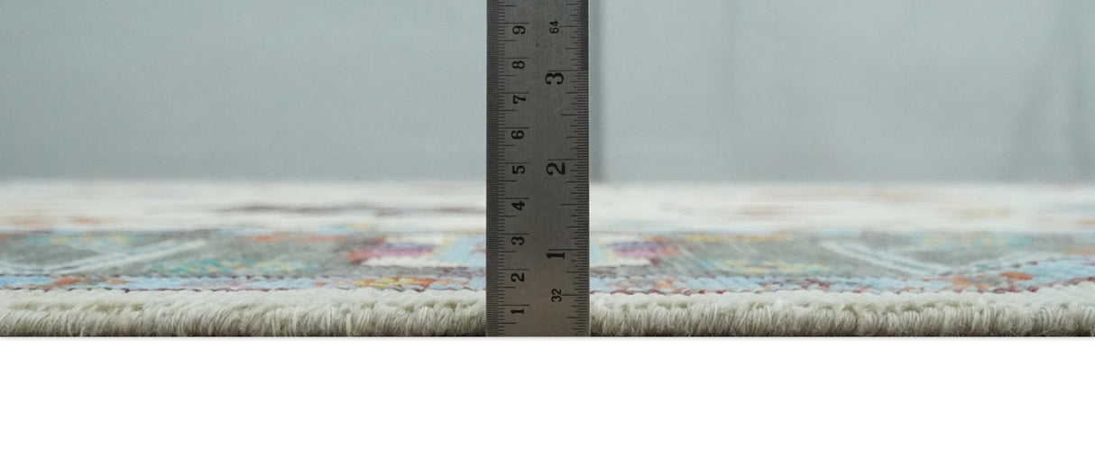 Hand Knotted Ivory, Gray and Blue Traditional Oushak Multi Size Wool Area Rug