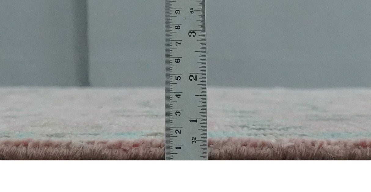 Hand Knotted Pink and Aqua Oriental Oushak Multi Size Traditional Wool Area Rug, Living Room and Bedroom Rug