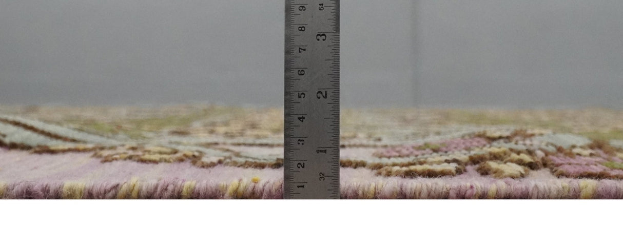 Hand Knotted Pink, Green and Beige Floral Traditional Antique Style Wool Area Rug