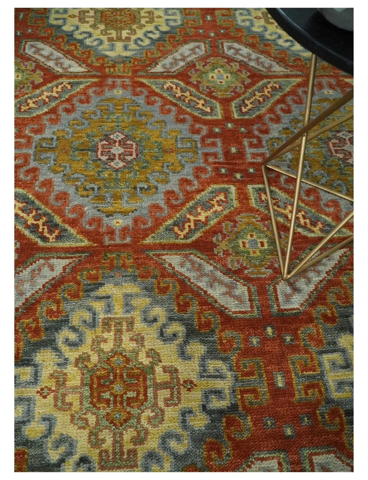 Hand Knotted Rust and Beige Oriental Traditional Multi Size Wool Area Rug, Living Room and Bedroom Rug