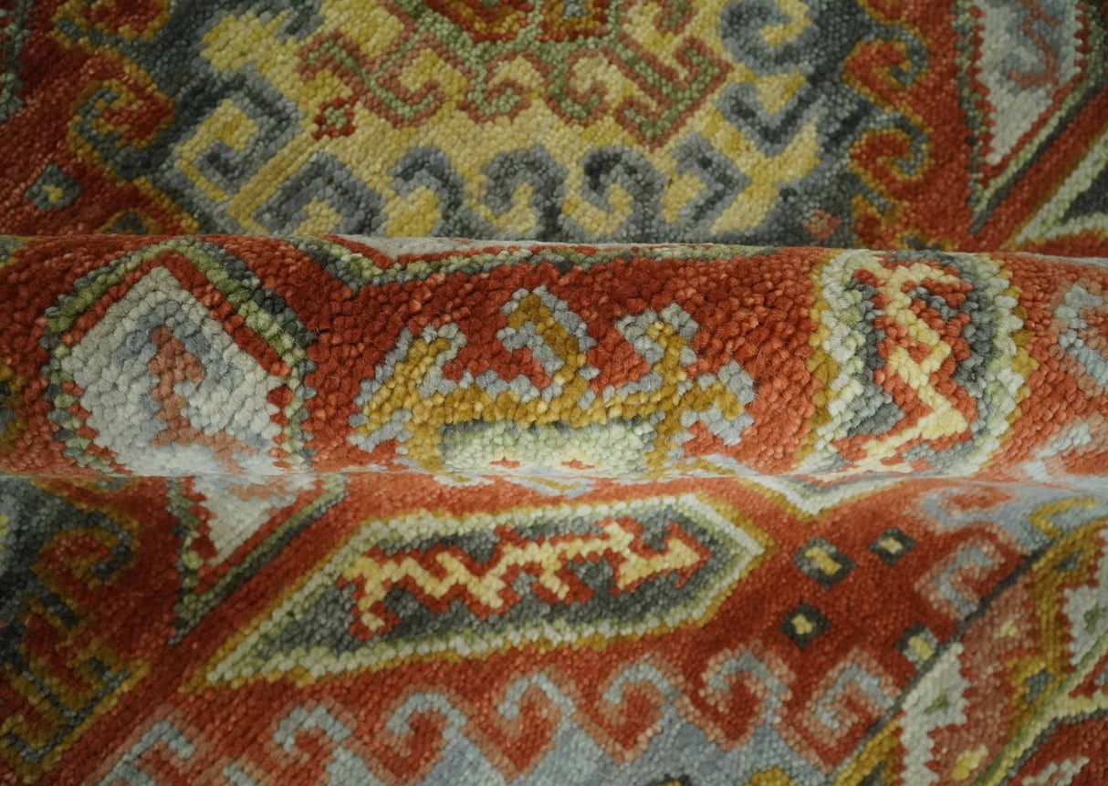 Hand Knotted Rust and Beige Oriental Traditional Multi Size Wool Area Rug, Living Room and Bedroom Rug