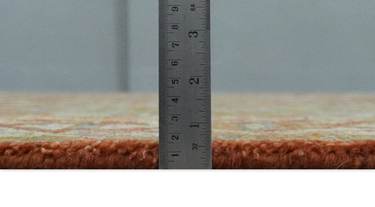 Hand Knotted Rust and Beige Oriental Traditional Multi Size Wool Area Rug, Living Room and Bedroom Rug