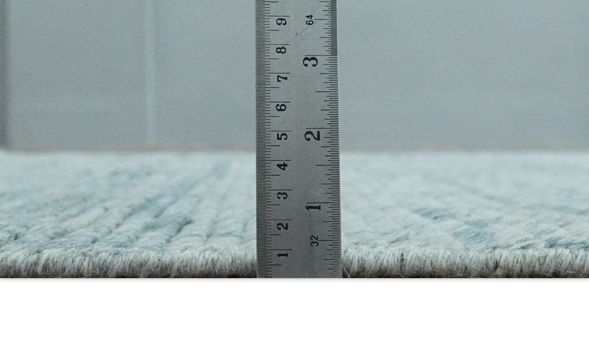 Hand Knotted Silver and Blue Modern Trellis Moroccan Rug Made with Blended Wool Multi Size Rug