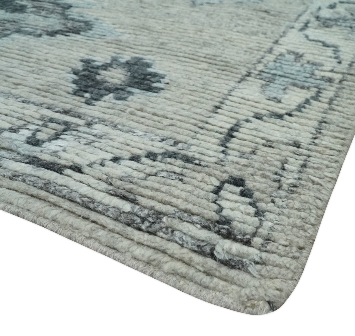 Hand Knotted Silver and Charcoal Traditional with Blended Custom Made Wool Rug