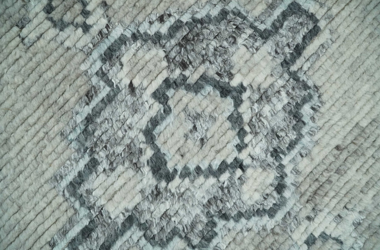 Hand Knotted Silver and Charcoal Traditional with Blended Custom Made Wool Rug