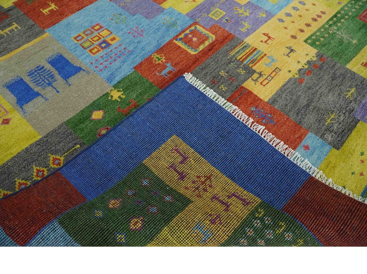 Hand knotted Traditional Multi color Antique Tribal Style Gabbeh Design Wool Area Rug