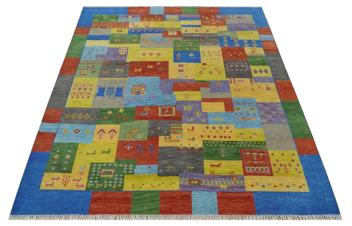 Hand knotted Traditional Multi color Antique Tribal Style Gabbeh Design Wool Area Rug
