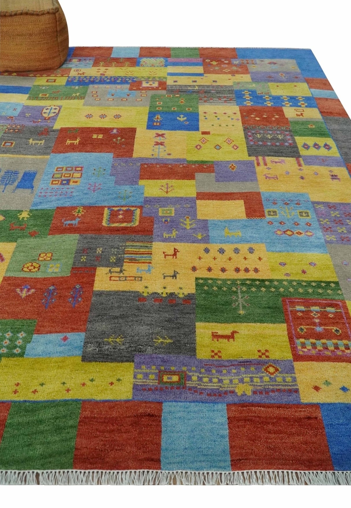 Hand knotted Traditional Multi color Antique Tribal Style Gabbeh Design Wool Area Rug