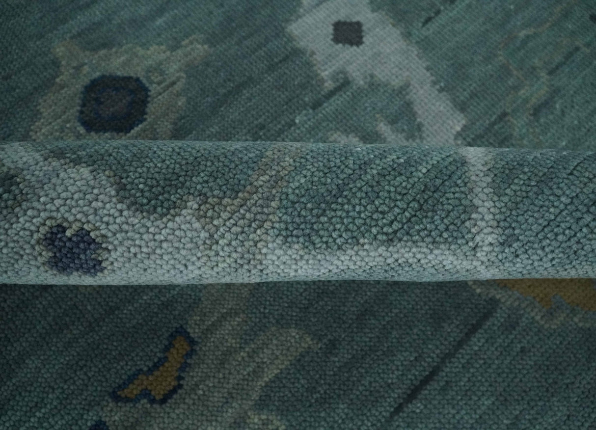 Hand Knotted Traditional Oriental Oushak Antique Style Green Wool Area Rug