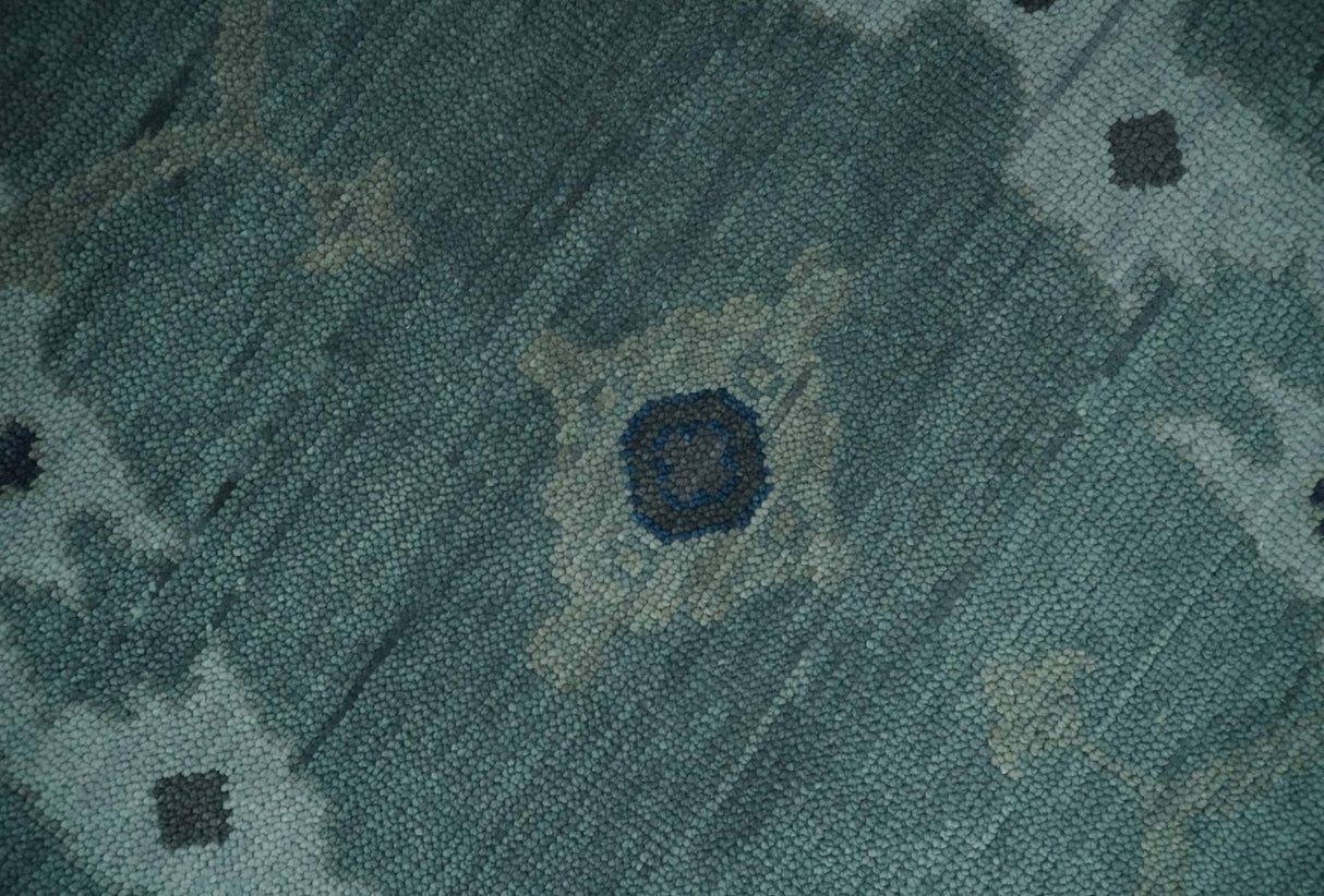 Hand Knotted Traditional Oriental Oushak Antique Style Green Wool Area Rug