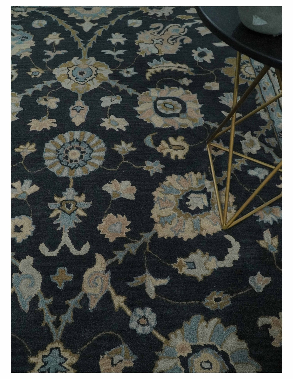 Hand Tufted Black and Silver Modern Turkish Oushak Multi size wool Area Rug, Kids, Living Room and Bedroom Rug