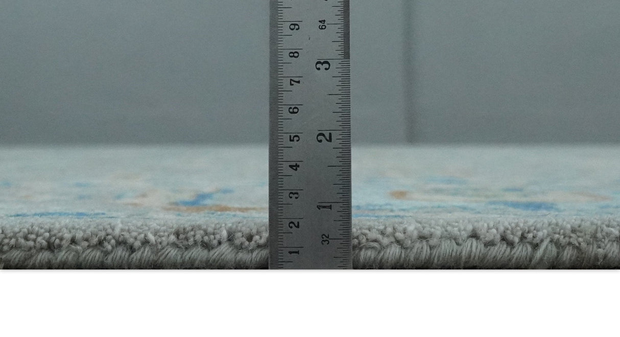 Hand Tufted Gray, Beige and Accent Blue Multi Size 8x10 Traditional Herati Design Wool Rug