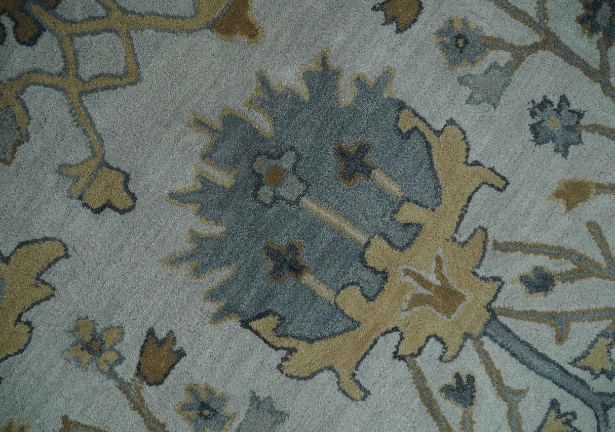 Hand Tufted Silver and Blue Donegal Oushak Rug, Multi Size Living Room and Bedroom Rug