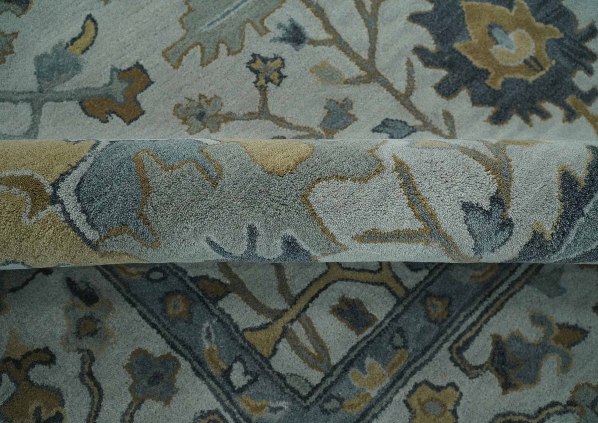 Hand Tufted Silver and Blue Donegal Oushak Rug, Multi Size Living Room and Bedroom Rug