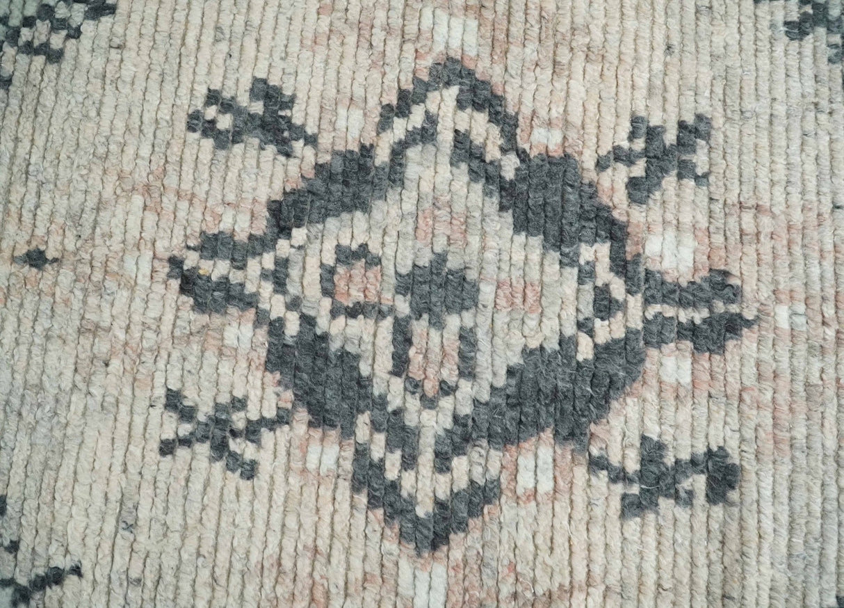 Hand Woven Peach, Beige and Charcoal Rug Made with Blended Wool Multi Size Rug